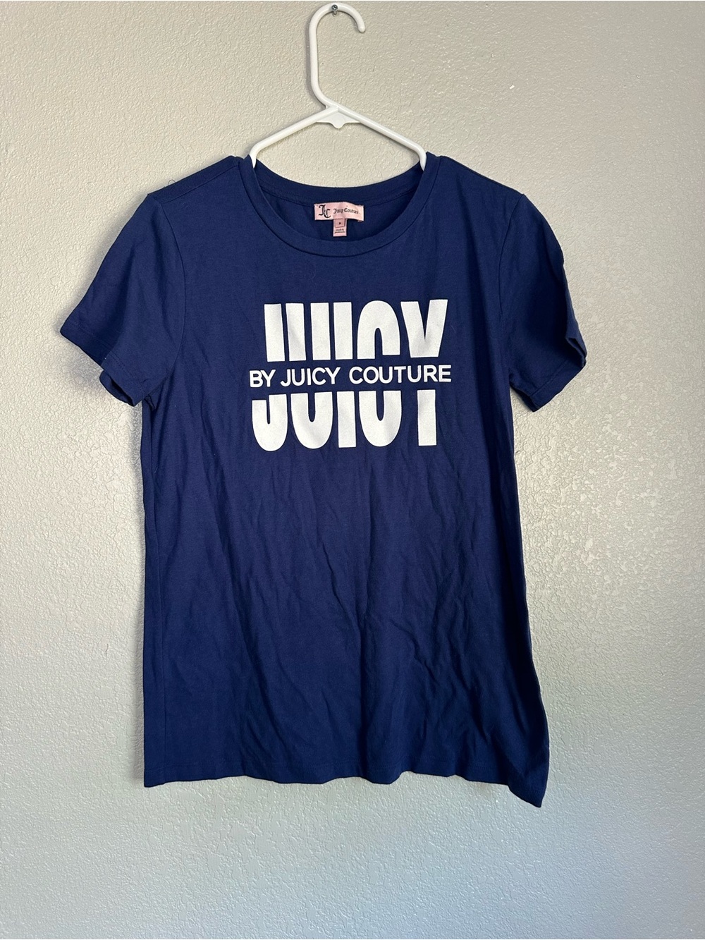 Juicy Couture Navy Glitter Graphic Short Sleeve Shirt Top